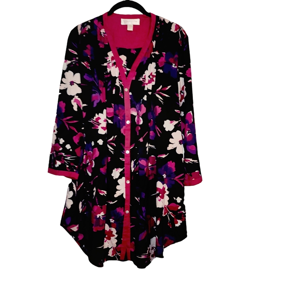Oscar De La Renta Pink Label Floral Tunic Nightgown Dress